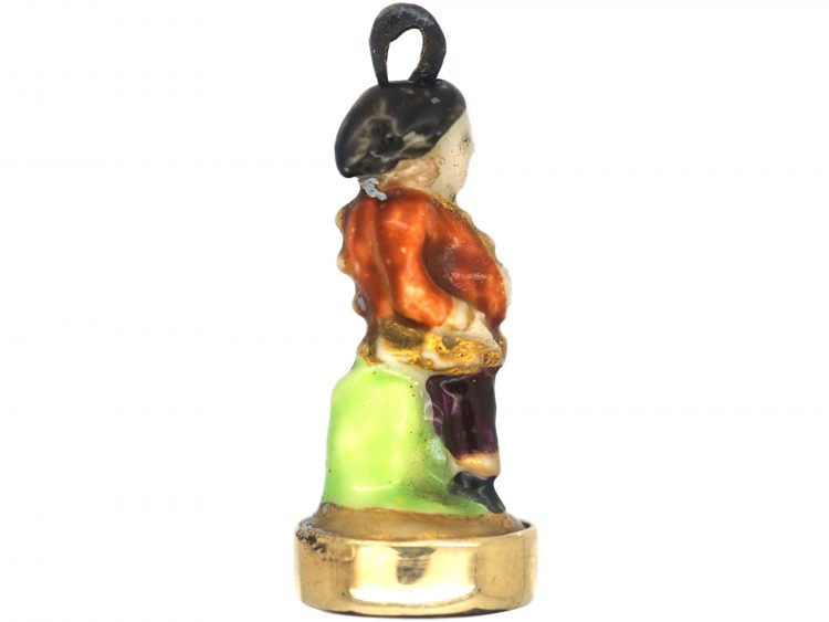 Victorian Chelsea-Derby Porcelain 18th Century Gentleman figurine Fob Charm