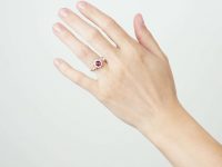 18ct Gold, Cabochon Star Ruby & Diamond Cluster Ring