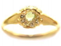 Edwardian 18ct Gold , Peridot & Diamond Cluster Ring