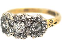 Victorian 18ct Gold & Diamond Triple Cluster Ring