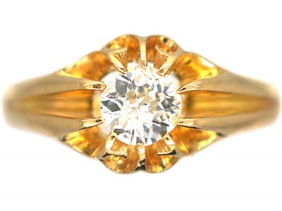 Edwardian 18ct Gold & Diamond Solitaire Ring