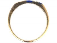 9ct Gold Stripy Blue Enamel & Diamond Ring