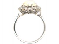 Edwardian Platinum, Opal & Diamond Oval Cluster Ring