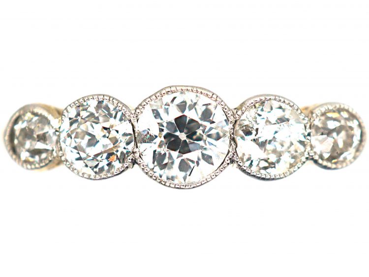 Edwardian 18ct Gold & Platinum, Five Stone Diamond Ring