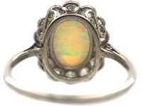 Art Deco Platinum, Opal & Diamond Cluster Ring