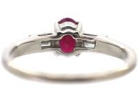 9ct White Gold, Ruby & Diamond Baguette Ring