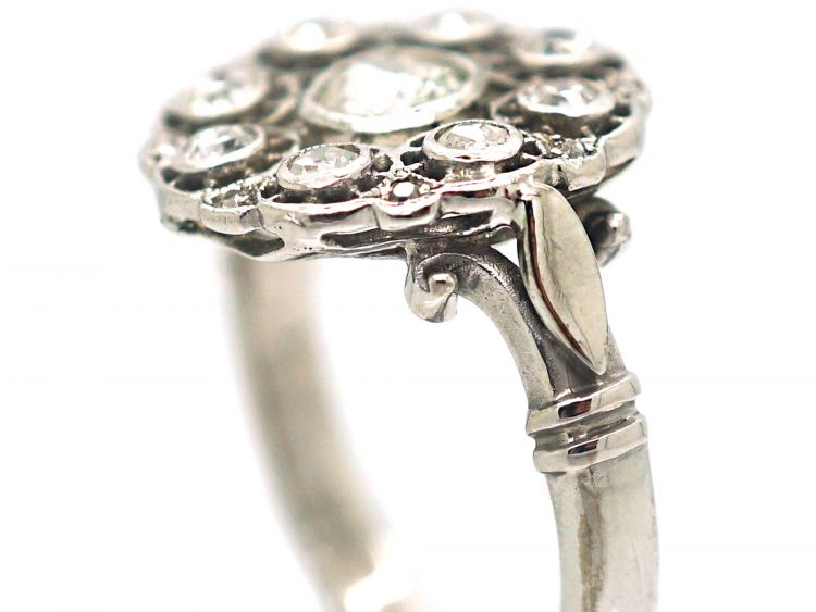Art Deco 18ct White Gold, Diamond Cluster Ring