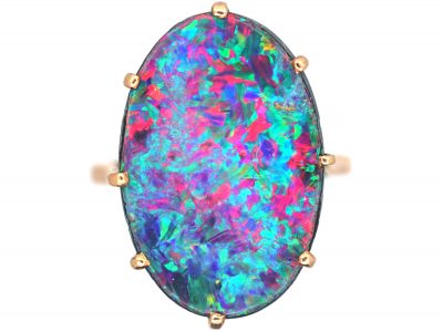 Art Deco 14ct Gold, Opal Doublet Ring