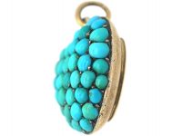 Victorian 15ct Gold & Turquoise Heart Shaped Pendant with Locket on the Reverse