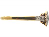 Edwardian 18ct Gold & Platinum Diamond Cluster Ring with Diamond Set Shoulders