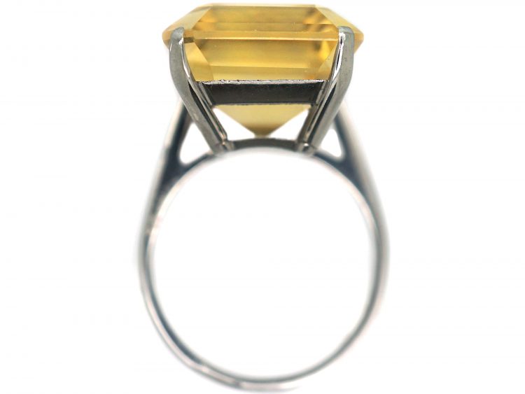 Retro 18ct White Gold & Citrine Ring