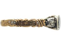 Georgian Rock Crystal & Diamond Mourning Ring Dated 1752
