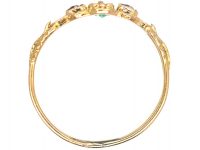 Regency 15ct Gold Emerald & Ruby Three Stone Ring with Ornate gold Decoration
