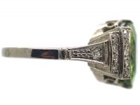 French Art Deco Platinum, Peridot & Diamond Ring