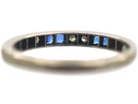 Art Deco 18ct White Gold, Sapphire & Diamond Half Eternity Ring