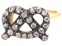 18ct Gold, Silver & Diamond Lover's Knot or Stafford Knot Ring