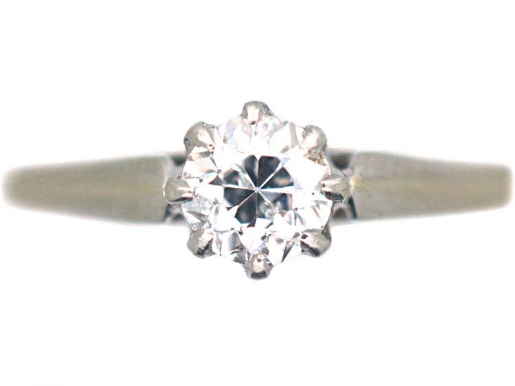 Art Deco 18ct Gold & Platinum, Diamond Solitaire Ring