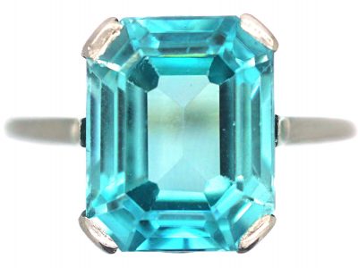 Art Deco 18ct White Gold & Platinum Ring set with a Zircon