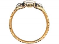 Georgian Rock Crystal & Diamond Mourning Ring Dated 1752