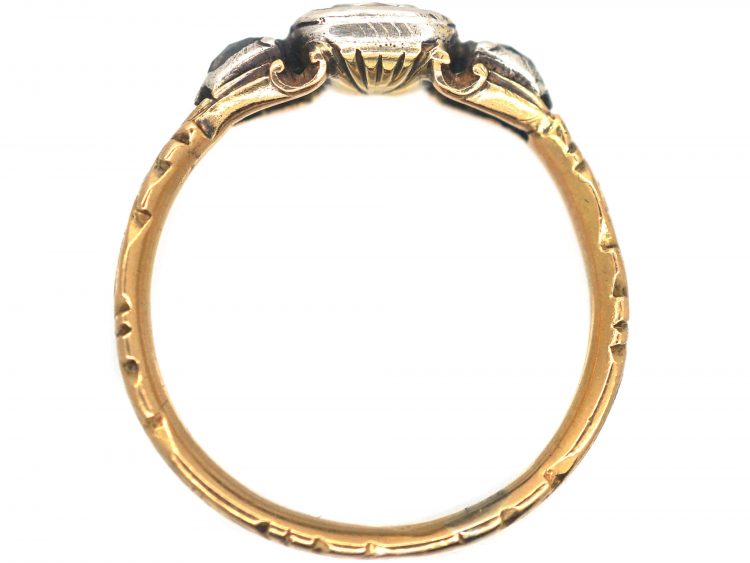 Georgian Rock Crystal & Diamond Mourning Ring Dated 1752
