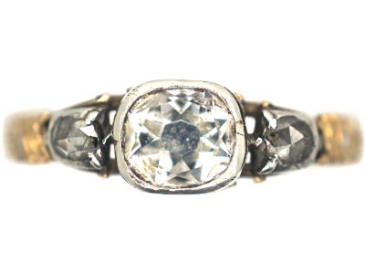 Georgian Rock Crystal & Diamond Mourning Ring Dated 1752