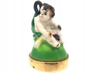 Victorian Chelsea-Derby Porcelain Cherub Seal with Carnelian Base