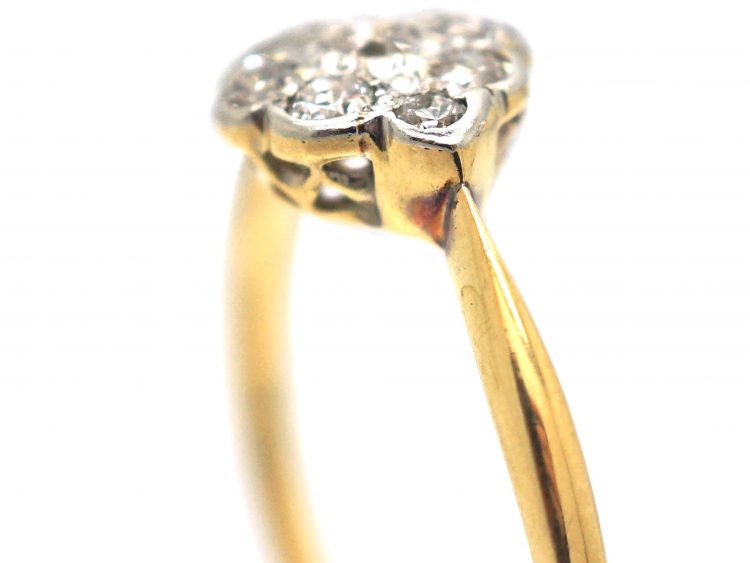 Edwardian 18ct Gold & Platinum, Diamond Cluster Ring