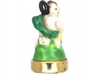 Victorian Chelsea-Derby Porcelain Cherub Seal with Carnelian Base