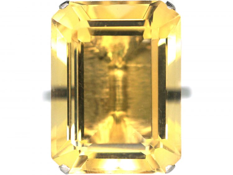 Retro 18ct White Gold & Citrine Ring