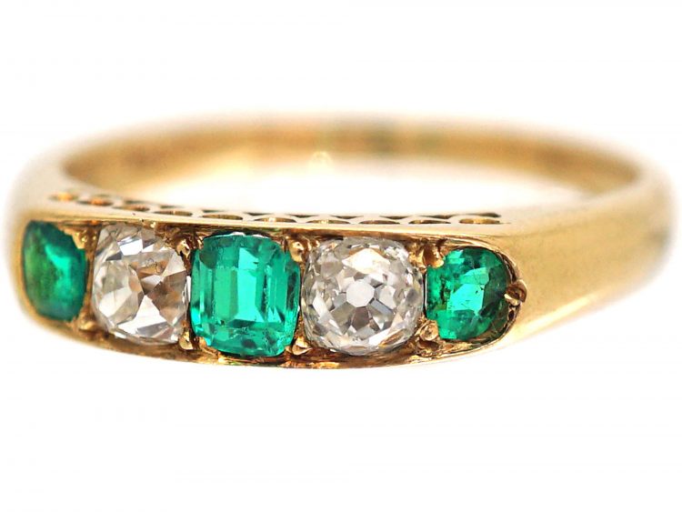 Edwardian 18ct Gold, Diamond & Emerald Ring