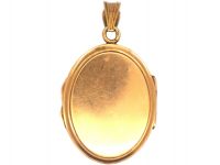 French 19th Century 18ct Gold Oval Locket with Natural Split Pearl Flower Motif