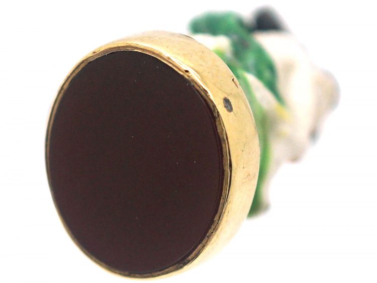 Victorian Chelsea-Derby Porcelain Cherub Seal with Carnelian Base