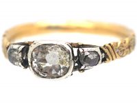 Georgian Rock Crystal & Diamond Mourning Ring Dated 1752