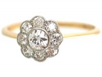 Edwardian 18ct Gold & Platinum, Diamond Daisy Cluster Ring