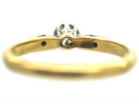 Art Deco 18ct Gold & Platinum, Diamond Solitaire Ring with Diamond Set Shoulders