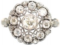 Art Deco 18ct White Gold, Diamond Cluster Ring
