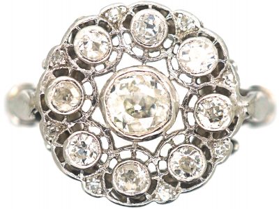 Art Deco 18ct White Gold, Diamond Cluster Ring
