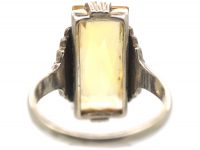 Art Deco Silver & Rectangular Citrine Ring