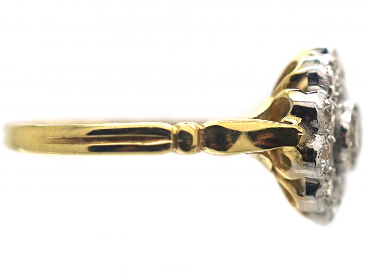 18ct Gold & Platinum, Diamond Daisy Cluster Ring