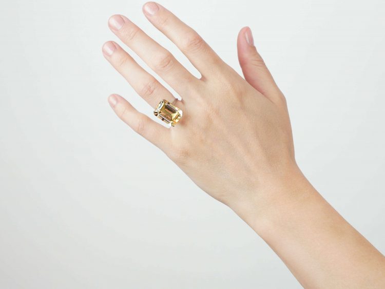 Retro 18ct White Gold & Citrine Ring