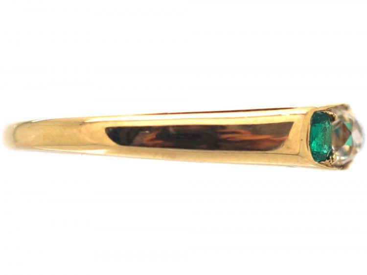 Edwardian 18ct Gold, Diamond & Emerald Ring