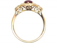 18ct Gold, Cabochon Star Ruby & Diamond Cluster Ring