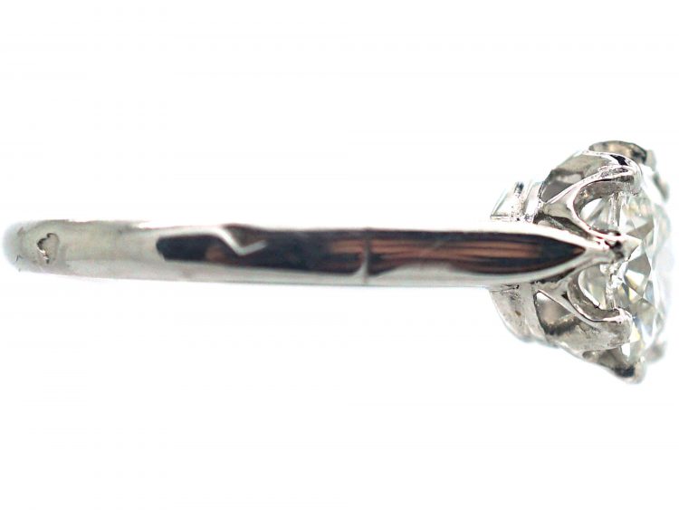 French Art Deco Platinum & Solitaire Diamond Ring