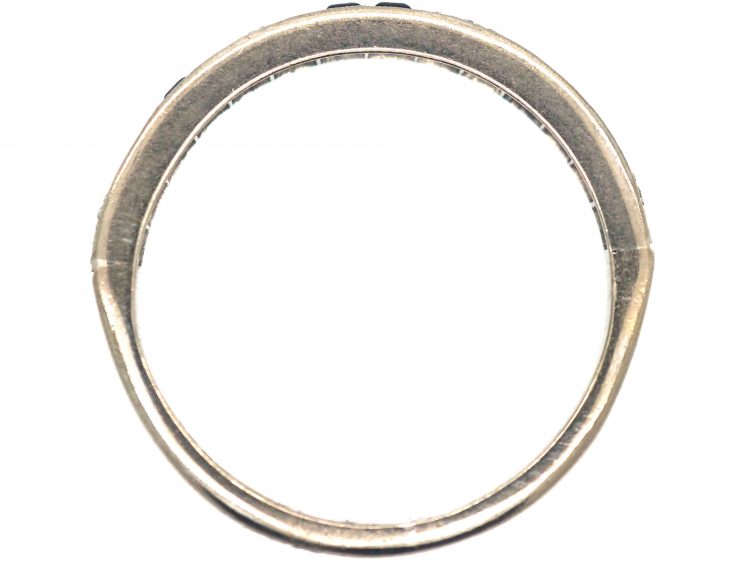 Art Deco 18ct White Gold, Sapphire & Diamond Half Eternity Ring