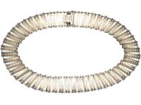 Norwegian Silver & White Enamel Collar Necklace by Einar Modahl