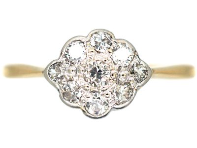 Edwardian 18ct Gold & Platinum, Diamond Cluster Ring