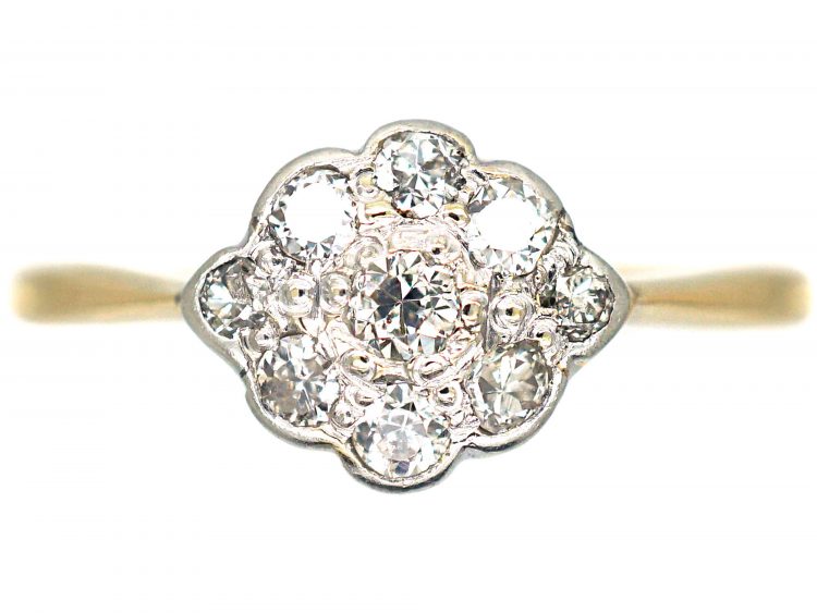 Edwardian 18ct Gold & Platinum, Diamond Cluster Ring