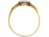 Edwardian 18ct Gold & Platinum Diamond Cluster Ring with Diamond Set Shoulders