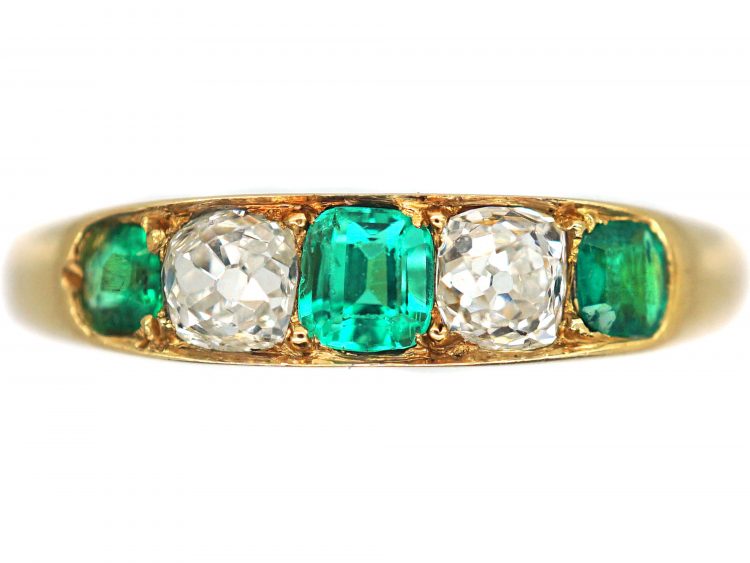 Edwardian 18ct Gold, Diamond & Emerald Ring