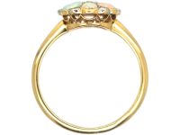 Edwardian 18ct Gold & Platinum, Opal & Diamond Flower Cluster Ring